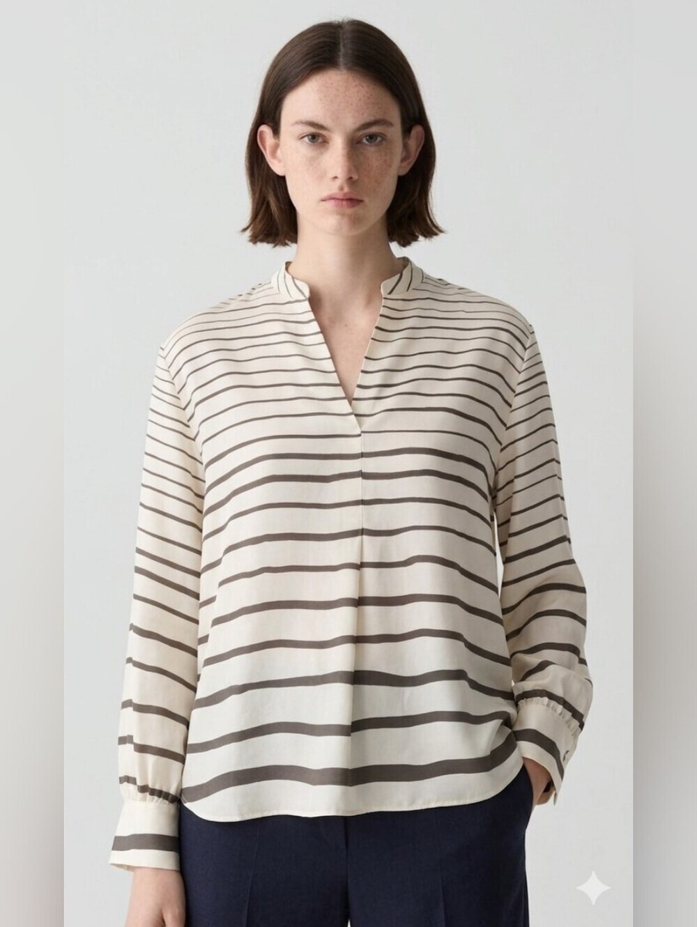 Theory Popover Tunic B - Painted Stripe Cream and green size S ptp 21"